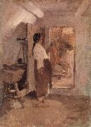 Nicolae Grigorescu Old Woman Sewing oil painting